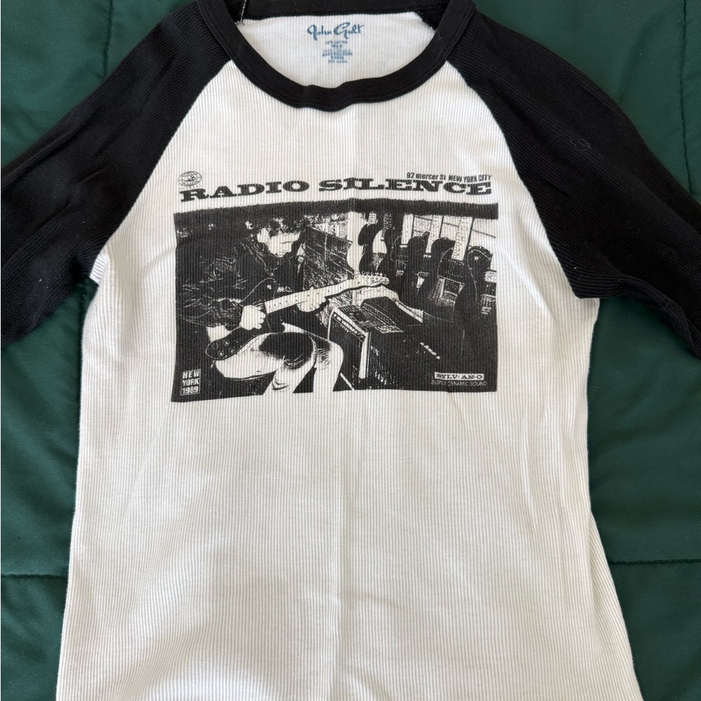 Brandy Melville Black and White Ribbed Long Sleeve Top